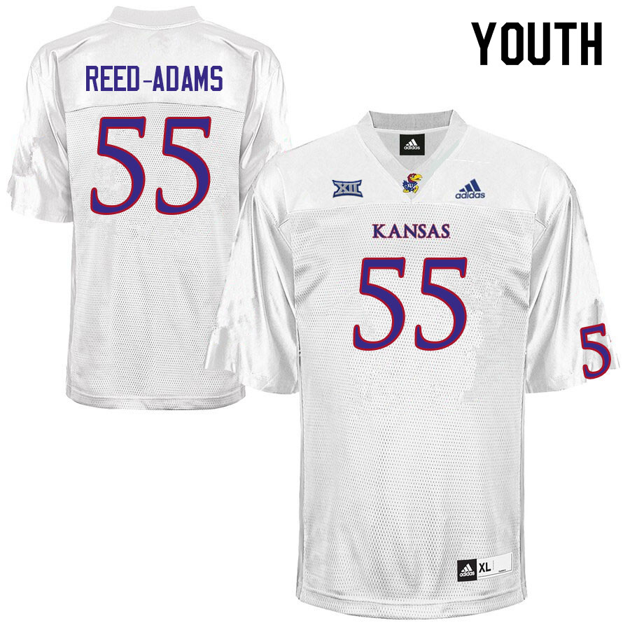 Youth #55 Armaj Reed-Adams Kansas Jayhawks College Football Jerseys Sale-White - Click Image to Close